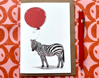 Zebra birthday greetings card for animal lovers, Zebra Card