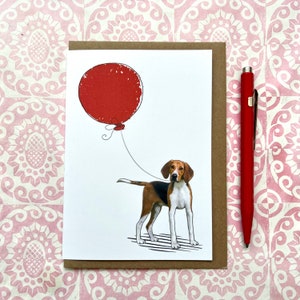 Tarjeta de cumpleaños de Foxhound: Tarjeta de felicitación para amantes de los perros