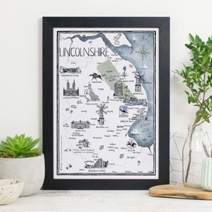 Mappa di Lincolnshire Stampa firmata
