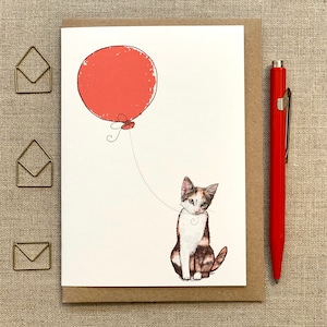 Carte de voeux d'anniversaire de chat calicot pour les amoureux des chats, carte de chat