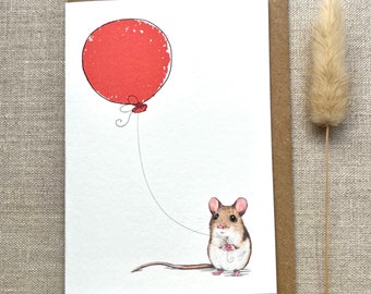 Mouse Birthday Greetings Card for animal lover, Mouse card