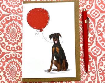 Dobermann birthday greetings card for dog lover, Dobermann card