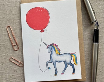 Unicorn Birthday greetings Card for animal lovers, Unicorn card