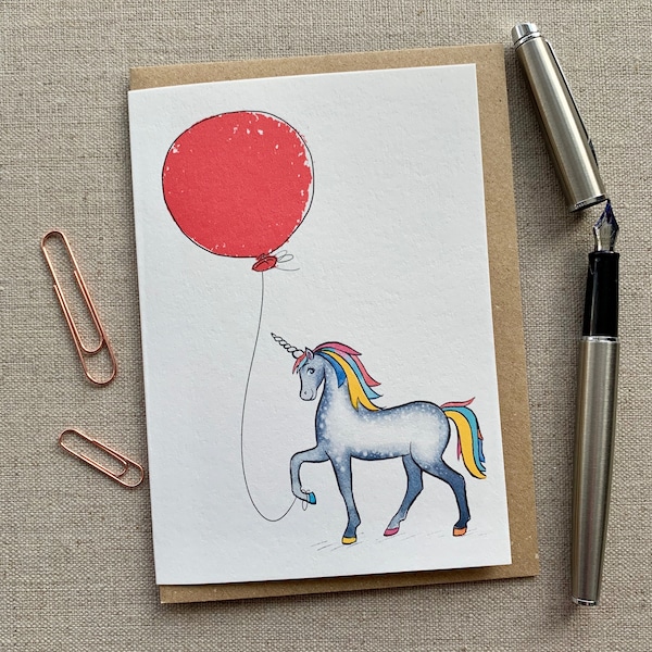 Unicorn Birthday greetings Card for animal lovers, Unicorn card