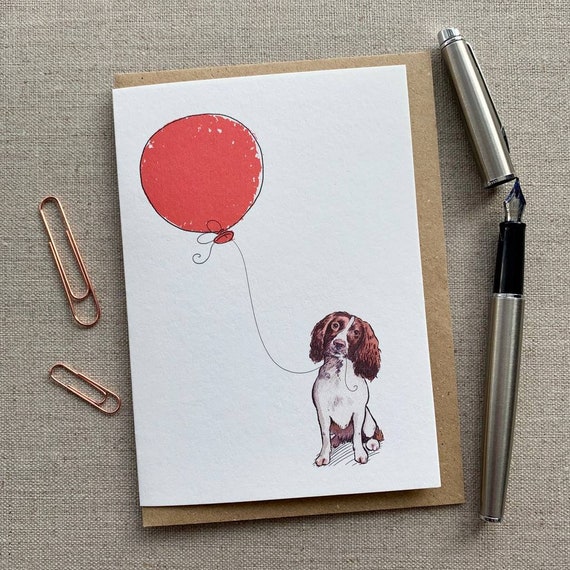 SPRINGER SPANIEL CHRISTMAS or BIRTHDAY CARD Personalised /& illustrated in /& out