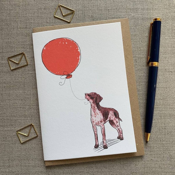 Biglietto d'auguri di compleanno del puntatore tedesco per gli amanti dei cani, carta del puntatore tedesco