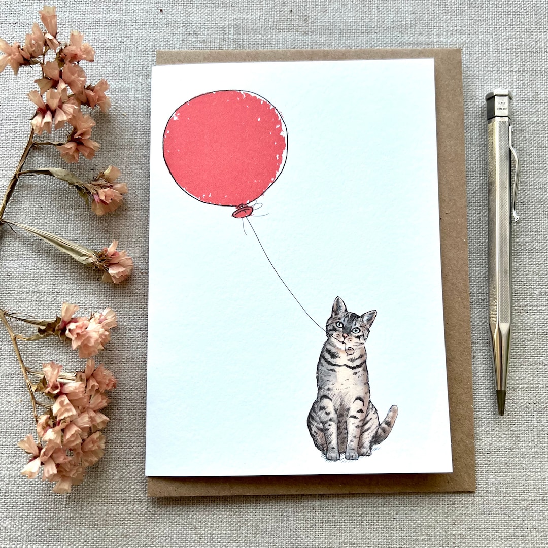 Grey Tabby Cat Birthday Card, Cat Card - Etsy Canada