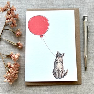 Grey Tabby Cat Birthday Card, Cat Card