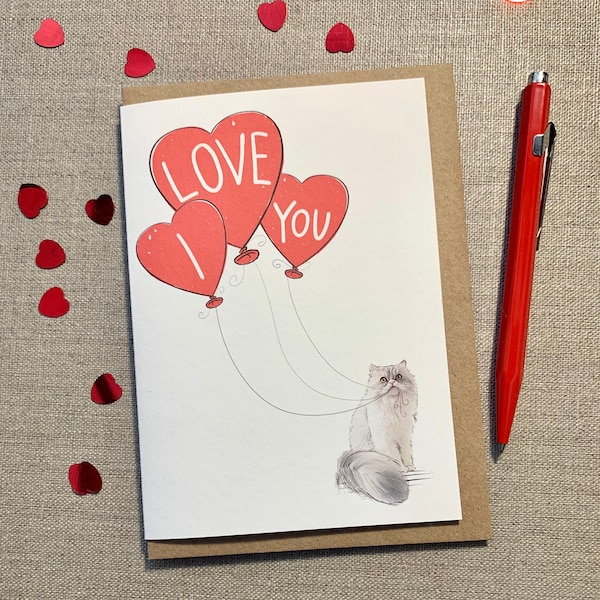 Persian Cat I Love You Valentine’s card