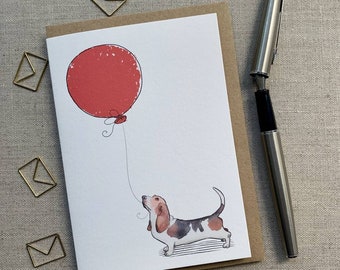 Bassett birthday greetings card for dog lover, Bassett card