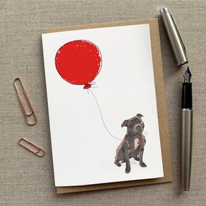 Staffy birthday greetings card for dog lover, Staffy card