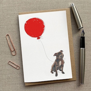 Cartão de felicitações de aniversário Staffy para amantes de cães, cartão Staffy