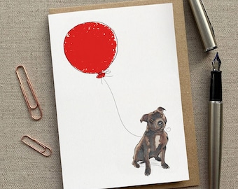 Staffy birthday greetings card for dog lover, Staffy card