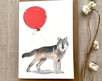 Wolf Birthday greetings Card for animal lovers, wolf card