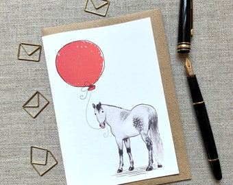 Grey Horse Verjaardagsgroeten Kaart voor paardenliefhebbers, Paardenkaart