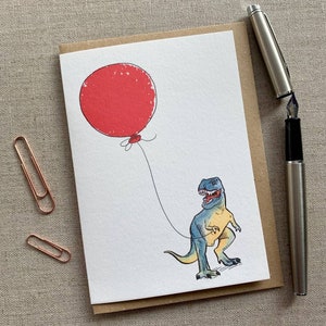 Carte de voeux d'anniversaire de dinosaure T Rex pour les amateurs de dinosaures, Carte de dinosaure