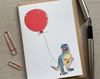 T Rex Dinosaur Birthday greetings Card for dinosaur lovers, Dinosaur card