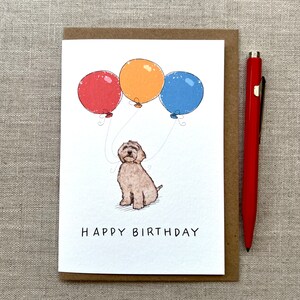 Cockapoo Geburtstagsgrußkarte für Hundeliebhaber 3 Luftballons, Cockapoo Karte