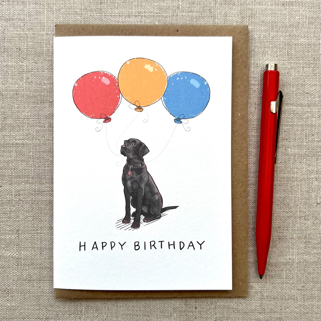 Buy Labrador Birthday Card: Dog Lover Greetings With Balloons Online in  India