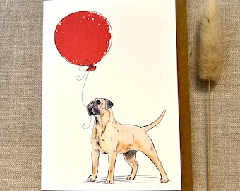 Bull Mastiff birthday greetings card for dog lover, Bull mastiff card