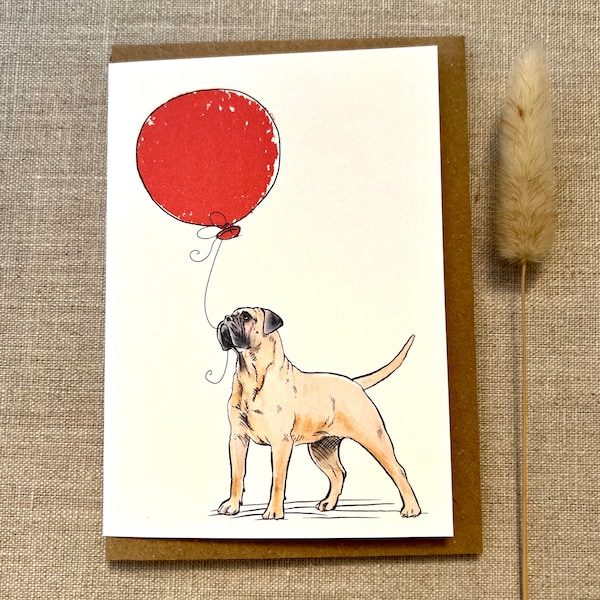 Bull Mastiff birthday greetings card for dog lover, Bull mastiff card