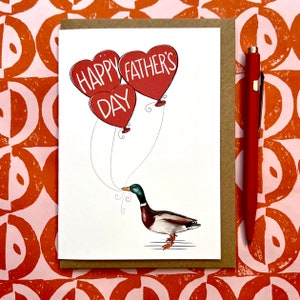 Tarjeta del Día del Padre con un pato para los amantes de los animales