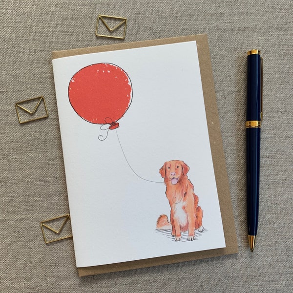 Nova Scotia Duck Tolling Retriever birthday greetings card for dog lover, Nova Scotia Duck Tolling Retriever Card