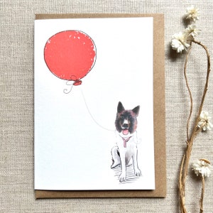 Biglietto di auguri di compleanno personalizzato per l'amante dei cani, Akita giapponese, biglietto d'auguri