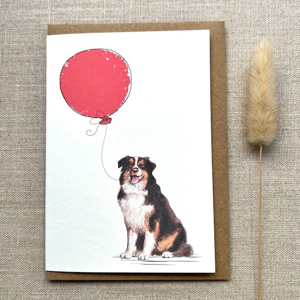 Carte de vœux d'anniversaire pour chien de berger australien pour les amoureux des chiens , carte de chien de berger australien