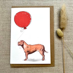 French Mastiff Dogue de Bordeaux birthday greetings card for dog lover, French Mastiff Dogue de Bordeaux card