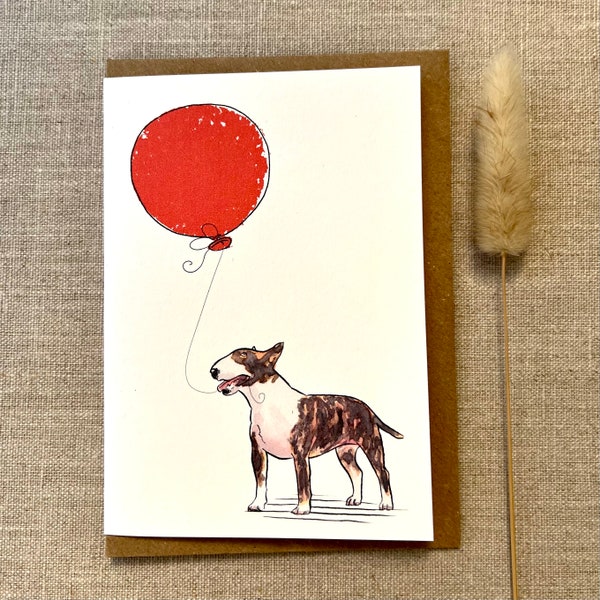 English Bull Terrier birthday greetings card for dog lover, English Bull Terrier Card