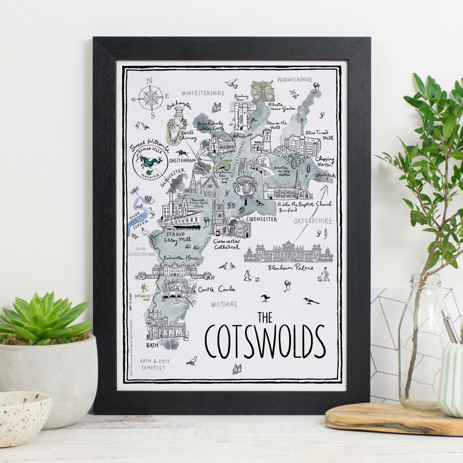 Map of the Cotswolds Signed Print Etsy UK