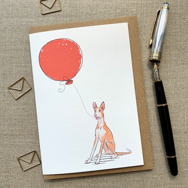 Podenco birthday greetings card for dog lover, Podenco Card