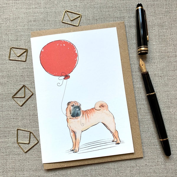 Shar Pei birthday greetings card for dog lover, Shar Pei card