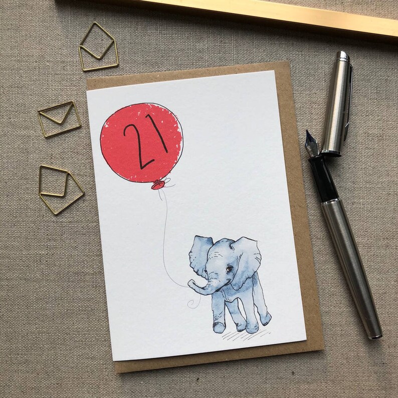 Elephant Birthday Card for animal lovers, Elephant card image 2