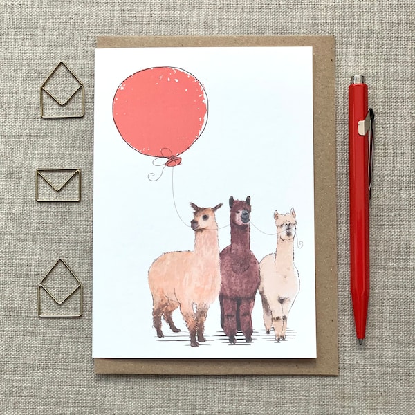 Alpaca Birthday Greetings Card for animal lover, Alpaca Card