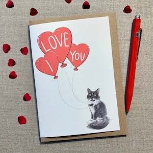 Tuxedo Cat I Love You Valentine's Card