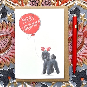 Carte de Noël caniche pour amoureux des chiens - conception de reindogs