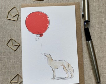 Saluki birthday greetings card for dog lover, Saluki card