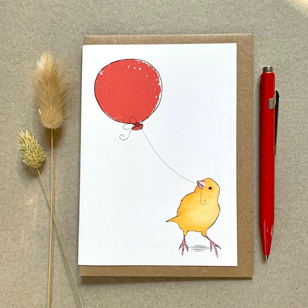 Canary Birthday. Greetings Card for Bird Lover, Canary card