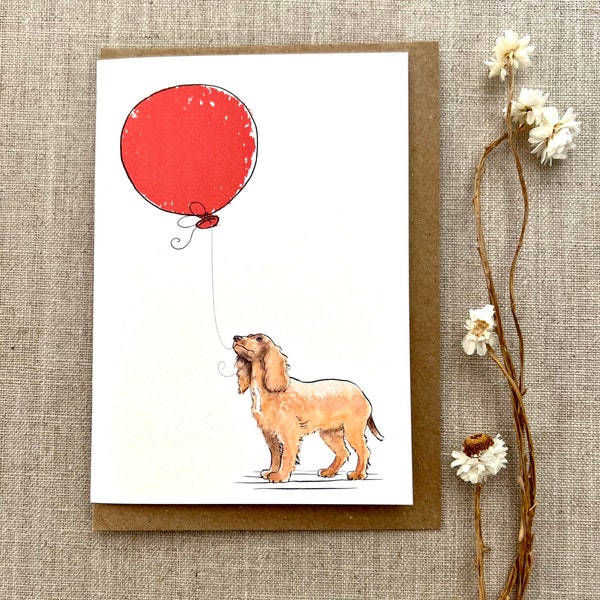 Working Cocker Spaniel birthday greetings card for dog lover, Spaniel Card