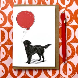 Biglietto di auguri di compleanno per gli amanti dei cani Flatcoat Retriever, biglietto Flatcoat Retriever