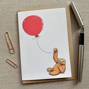 Sloth Birthday greetings Card for animal lovers, Sloth card