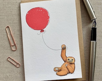 Sloth Birthday Card: Animal Lover Greetings with Kraft Envelope