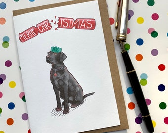 Labrador Christmas Cracker Card for dog lovers