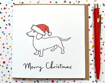 犬好きのためのダックスフントのクリスマスカード
