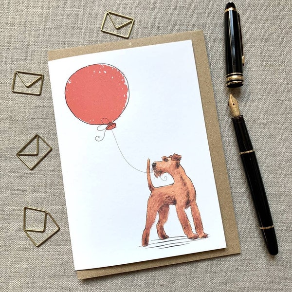 Irish Terrier birthday greetings card for dog lover, Irish Terrier Card