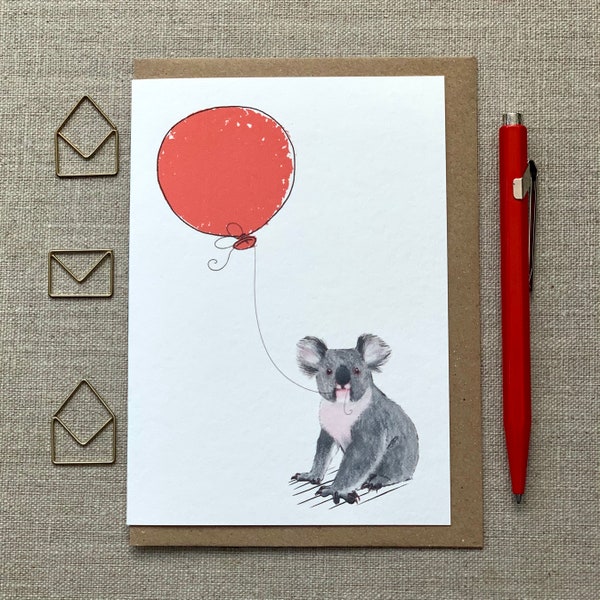 Koala Birthday Card for animal lovers, Koala card