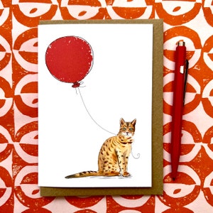 Carte d'anniversaire de chat du Bengale pour les amoureux des chats, carte de chat du Bengale