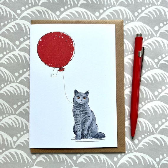 Carte Anniversaire Chat + Enveloppe - Neuf - Made In France